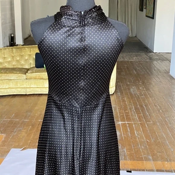 Handmaid vintage black and gold polka maxi length dress - Picture 12 of 14